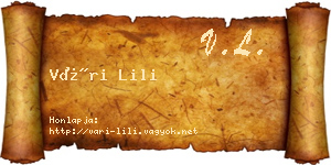Vári Lili névjegykártya